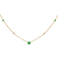 0.21 Ct. Emerald Natural Diamond Bezel Necklace, 14K Yellow Gold Image
