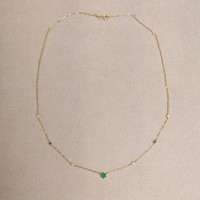 0.21 Ct. Emerald Natural Diamond Bezel Necklace, 14K Yellow Gold Image