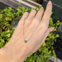 0.21 Ct. Emerald Natural Diamond Bezel Necklace, 14K Yellow Gold Life Style