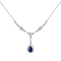 0.60 Ct. Sapphire 14K White Gold necklace