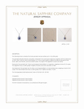 0.52 Ct. Blue Sapphire and Natural Diamond Pave Pendant, 14K White Gold Appraisal