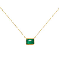 0.95 Ct. Emerald Bezel Necklace, 14K Yellow Gold Image