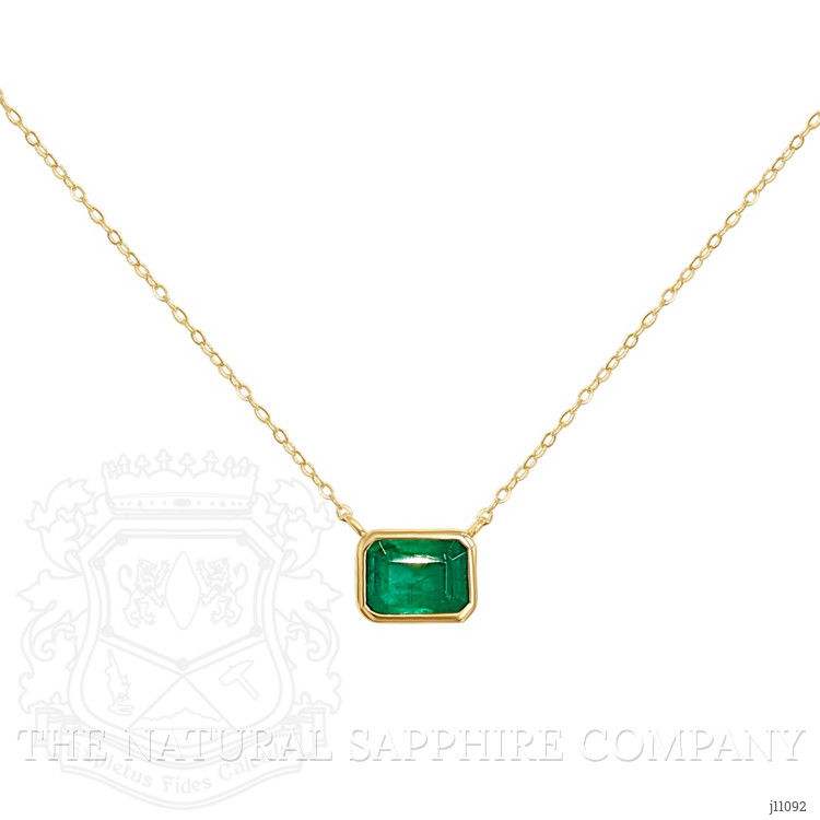 0.95 Ct. Emerald Bezel Necklace, 14K Yellow Gold