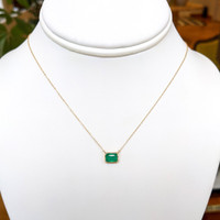 0.95 Ct. Emerald Bezel Necklace, 14K Yellow Gold Image