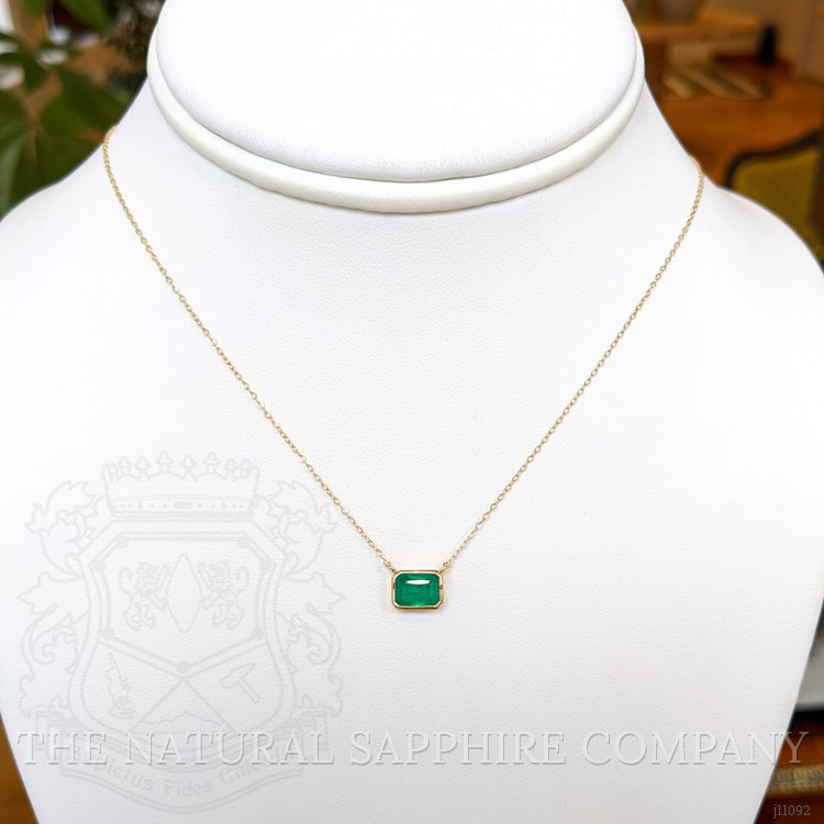 0.95 Ct. Emerald Bezel Necklace, 14K Yellow Gold