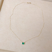 0.95 Ct. Emerald Bezel Necklace, 14K Yellow Gold Image