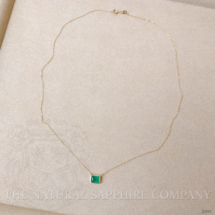 0.95 Ct. Emerald Bezel Necklace, 14K Yellow Gold