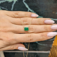0.95 Ct. Emerald Bezel Necklace, 14K Yellow Gold Life Style