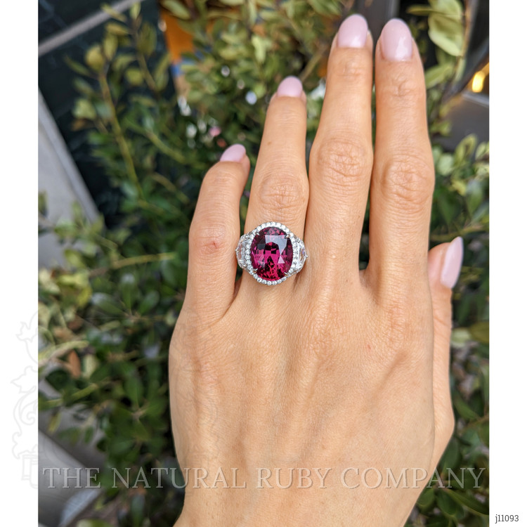 11.16 Ct. Purplish Red Ruby and Natural Diamond Pave Ring, Platinum 950
