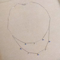 0.24 Ct. Blue Sapphire Multi Stone Necklace, 14K White Gold Image