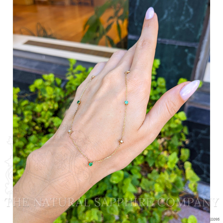 0.23 Ct. Emerald Natural Diamond Multi Stone Necklace, 14K Yellow Gold