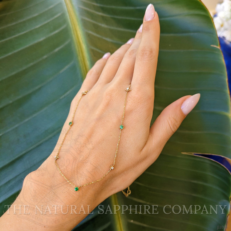 0.23 Ct. Emerald Natural Diamond Multi Stone Necklace, 14K Yellow Gold