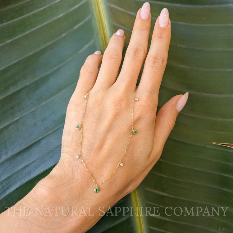 0.23 Ct. Emerald Natural Diamond Multi Stone Necklace, 14K Yellow Gold