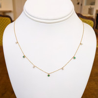 0.17 Ct. Emerald Natural Diamond Multi Stone Necklace, 14K Yellow Gold Image