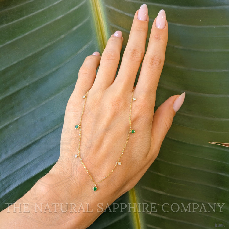 0.17 Ct. Emerald Natural Diamond Multi Stone Necklace, 14K Yellow Gold