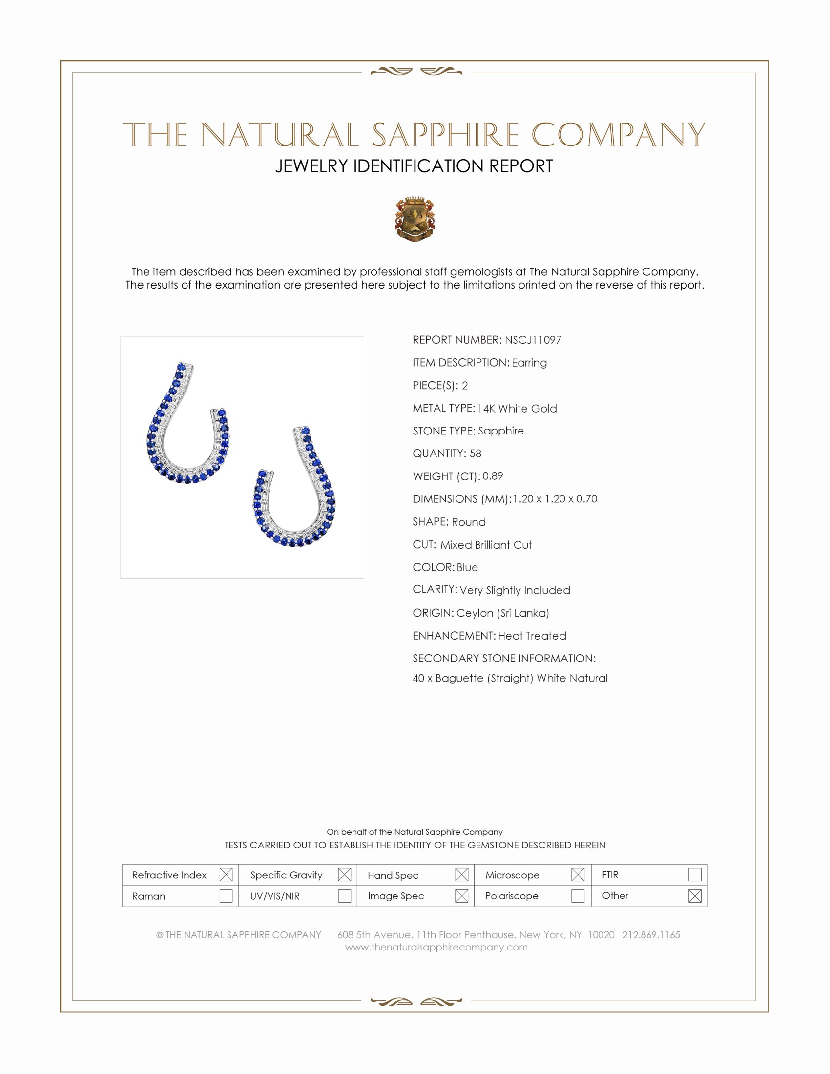 0.89 Ct.Tw. Blue Sapphire and Natural Diamond Pave Earrings, 14K White Gold