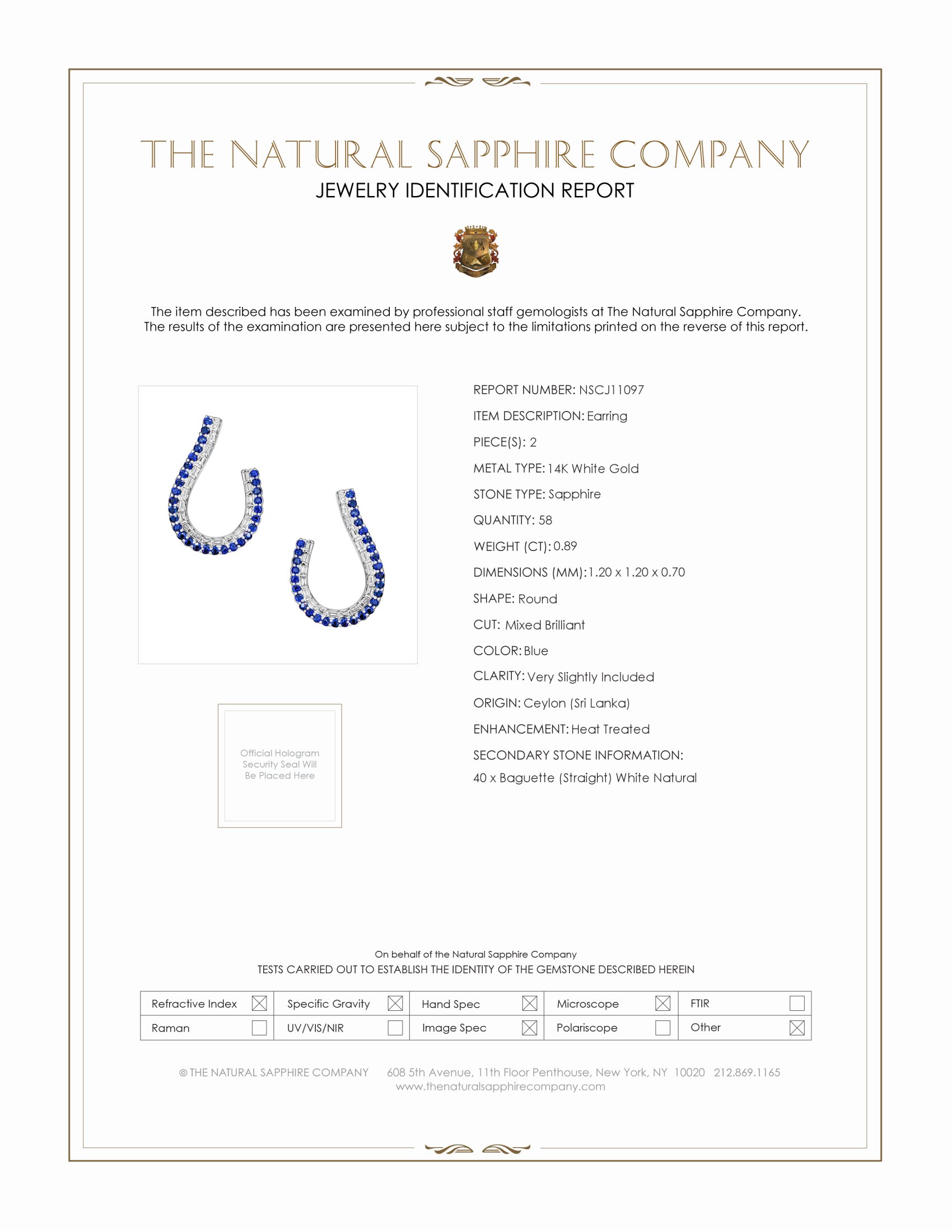 0.89 Ct.Tw. Blue Sapphire and Natural Diamond Pave Earrings, 14K White Gold