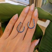 0.89&nbsp;Ct.Tw.Total Carat Weight Blue Sapphire and Natural Diamond Pave Earrings, 14K White Gold Life Style