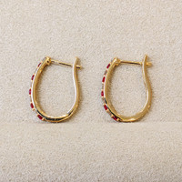 0.31 Ct.Tw. Ruby Natural Diamond Pave Earrings, 14K Yellow Gold Image