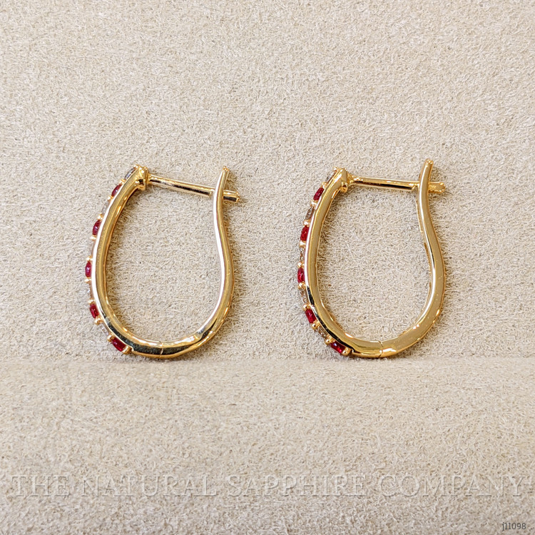 0.31 Ct.Tw. Ruby Natural Diamond Pave Earrings, 14K Yellow Gold