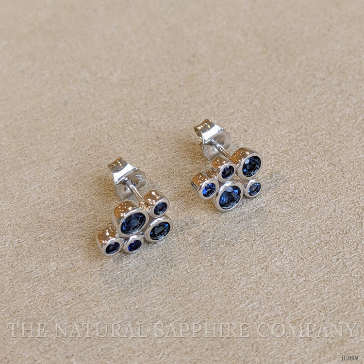 0.70 Ct.Tw. Blue Sapphire Studs Earrings, 14K White Gold