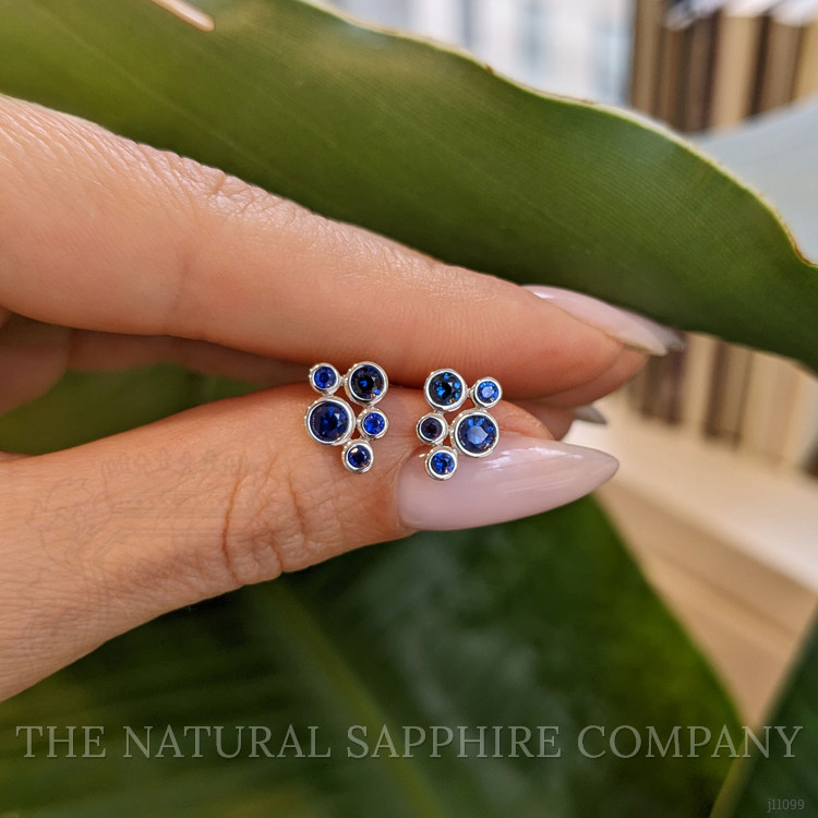 0.70 Ct.Tw. Blue Sapphire Studs Earrings, 14K White Gold