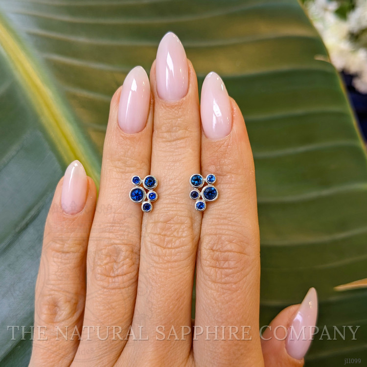0.70 Ct.Tw. Blue Sapphire Studs Earrings, 14K White Gold