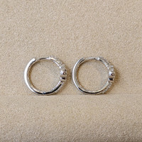 0.40&nbsp;Ct.Tw.Total Carat Weight Blue Sapphire and Natural Diamond Pave Earrings, 14K White Gold Image