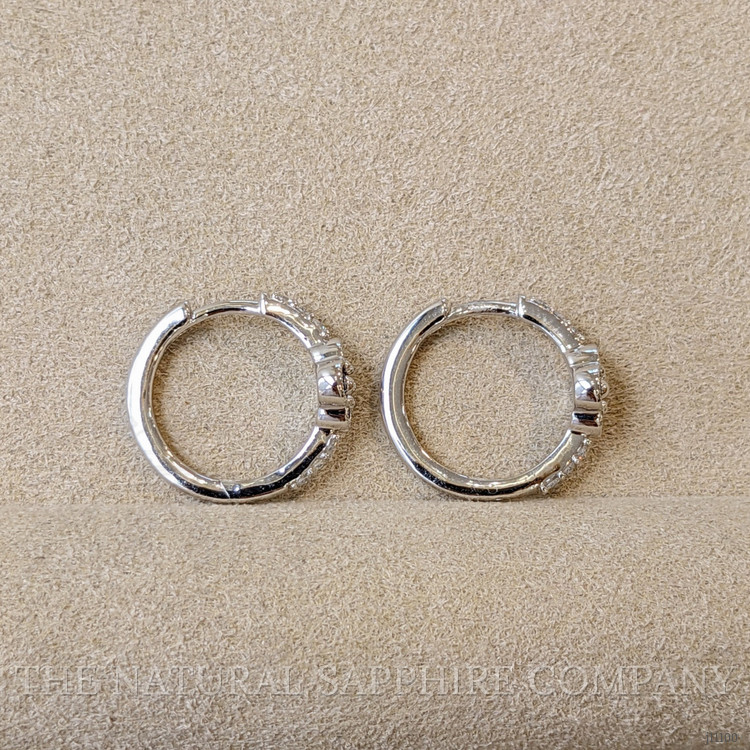 0.40 Ct.Tw. Blue Sapphire and Natural Diamond Pave Earrings, 14K White Gold