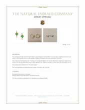 0.34 Ct.Tw.Total Carat Weight Emerald and Natural Diamond Pave Earrings, 14K Yellow Gold Appraisal