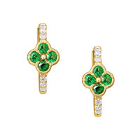 0.34 Ct.Tw.Total Carat Weight Emerald Natural Diamond Halo Earrings, 14K White Gold Image