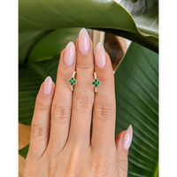 0.34 Ct.Tw.Total Carat Weight Emerald Natural Diamond Halo Earrings, 14K White Gold Life Style