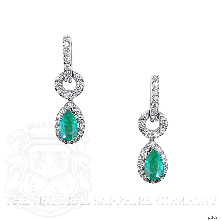 0.43 Ct.Tw. Emerald and Natural Diamond Pave Earrings, 14K Yellow Gold
