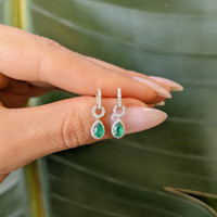0.43 Ct.Tw.Total Carat Weight Emerald Natural Diamond Pave Earrings, 14K Yellow Gold Life Style