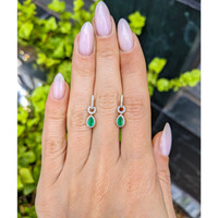 0.43 Ct.Tw.Total Carat Weight Emerald and Natural Diamond Pave Earrings, 14K Yellow Gold Life Style