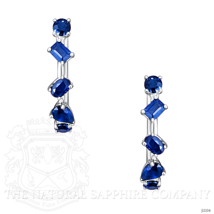 1.48 Ct.Tw. Blue Sapphire Hoops Earrings, 14K White Gold