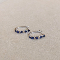 1.48 Ct.Tw. Blue Sapphire Hoops Earrings, 14K White Gold Image
