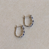 1.48 Ct.Tw. Blue Sapphire Hoops Earrings, 14K White Gold Image