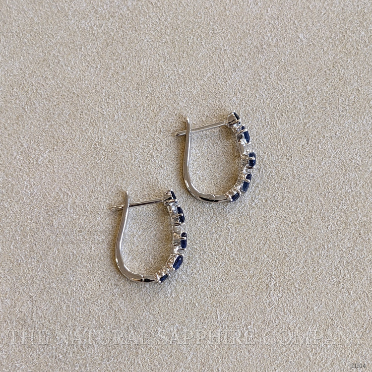 1.48 Ct.Tw. Blue Sapphire Hoops Earrings, 14K White Gold