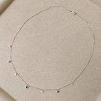 0.20 Ct. Blue Sapphire and Natural Diamond Bezel Necklace, 14K White Gold Image