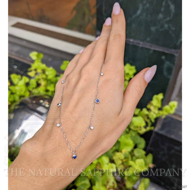 0.20 Ct. Blue Sapphire and Natural Diamond Bezel Necklace, 14K White Gold