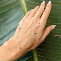 0.20 Ct. Blue Sapphire and Natural Diamond Bezel Necklace, 14K White Gold Life Style