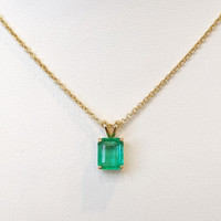 2.31 Ct. Emerald Solitaire Pendant, 18K Yellow Gold Life Style