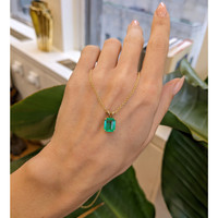 2.31 Ct. Emerald Solitaire Pendant, 18K Yellow Gold Life Style