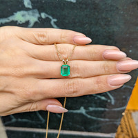 2.31 Ct. Emerald Solitaire Pendant, 18K Yellow Gold Life Style