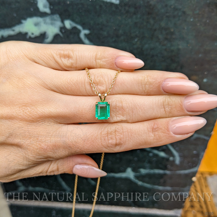 2.31 Ct. Emerald Solitaire Pendant, 18K Yellow Gold