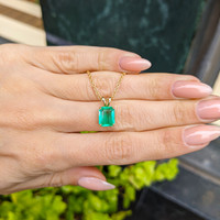 2.31 Ct. Emerald Solitaire Pendant, 18K Yellow Gold Life Style