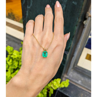 2.31 Ct. Emerald Solitaire Pendant, 18K Yellow Gold Life Style