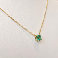 1.27 Ct. Emerald Solitaire Necklace, 18K Yellow Gold Image