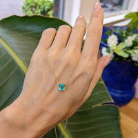 1.27 Ct. Emerald Solitaire Necklace, 18K Yellow Gold Life Style